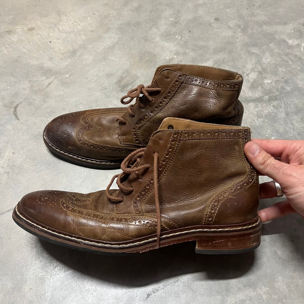 Cole Haan Mens C20291 Madison Wingtip Chukka Boots Leather Brown 9 M